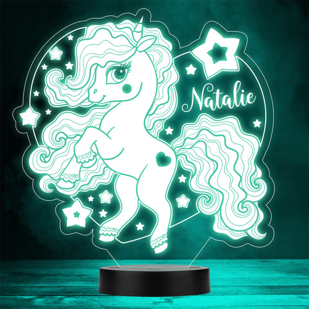 Cute Unicorn Hearts & Stars Magical Kids Gift Colour Change Night Light