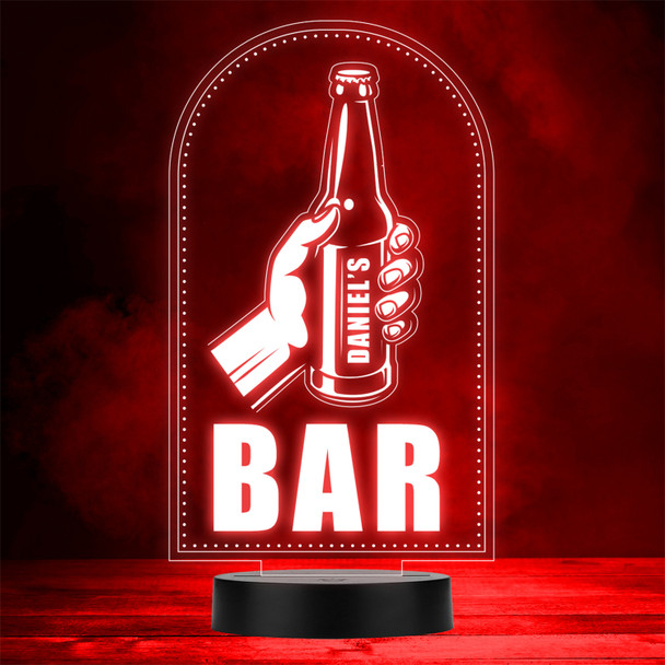 Hand Holding Beer Lager Bottle Home Bar Man Cave Gift Colour Change Night Light