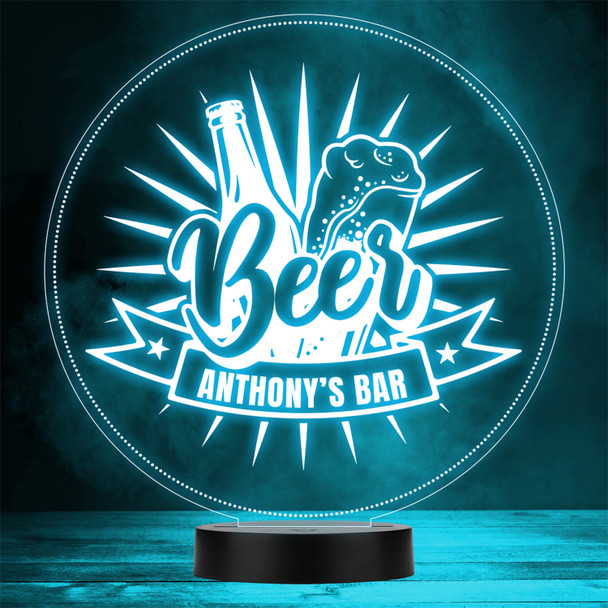 Beer Bottle & Pint Comic Style Home Bar Man Cave Gift Colour Change Night Light