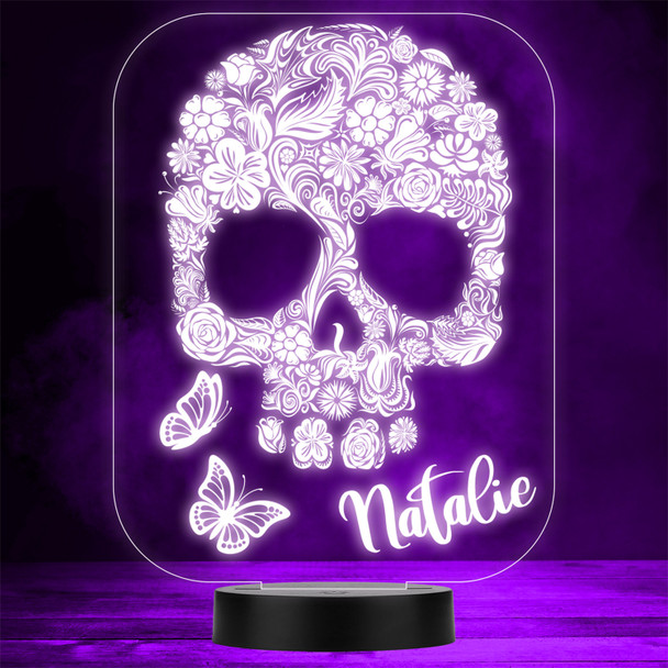 Pretty Floral Skull Shapes Gothic Butterflies Gift Colour Change Night Light
