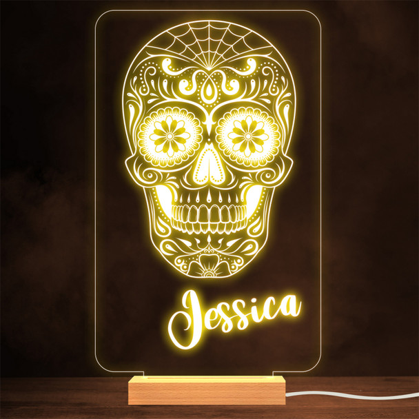 Sugar Skull Day of The Dead Mexican Gothic Personalised Gift Lamp Night Light