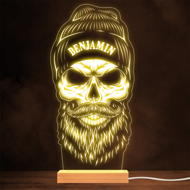 Skull Beard & Beanie Cool Gothic Grunge Personalised Gift Lamp Night Light