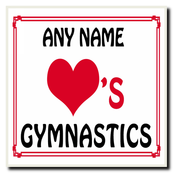 Love Heart Gymnastics Personalised Coaster