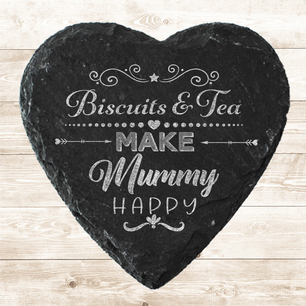 Heart Slate Biscuits & Tea Mummy Mother's Day Gift Personalised Coaster