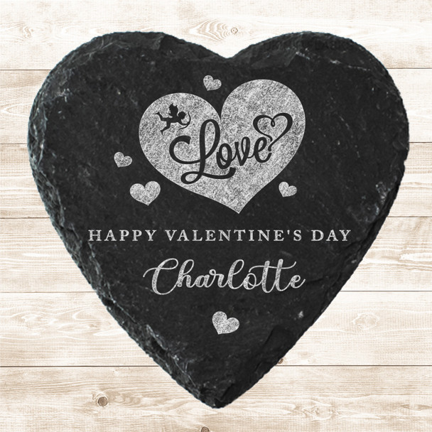 Heart Slate Love Cupid Heart Slates Happy Valentine's Gift Personalised Coaster