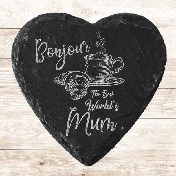 Heart Slate Bonjour Mug World's Best Mother's Day Gift Personalised Coaster