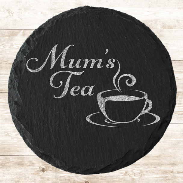 Round Slate Mum's Tea Drink Mug Mother's Day Gift Personalised Coaster