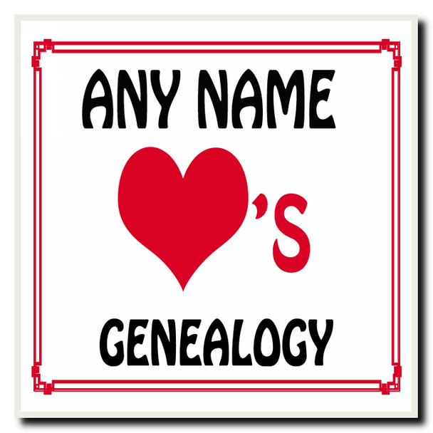 Love Heart Genealogy Personalised Coaster