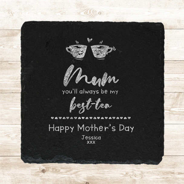 Square Slate Cute Tea Cups Bestie Mum Mother's Day Gift Personalised Coaster
