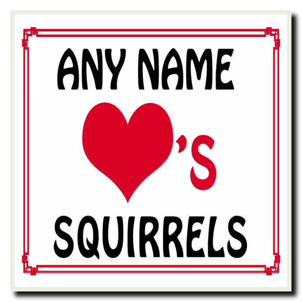Love Heart Squirrels Personalised Coaster
