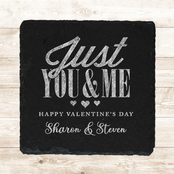 Square Slate Just You & Me Happy Valentine's Day Gift Personalised Coaster