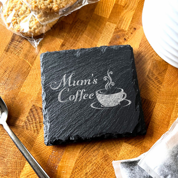 Square Slate Mum's Coffee Mug Mother's Day Gift Personalised Coaster