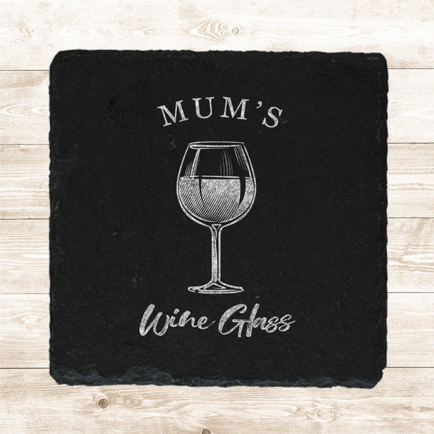 Square Slate Mum's Wine Glass Drink Mother's Day Gift Personalised Coaster