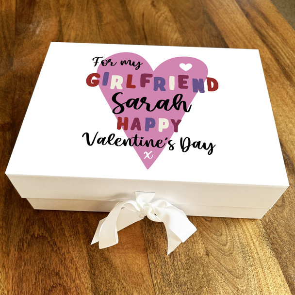 Girlfriend Text Pink Heart Personalised Valentine's Day Keepsake Hamper Gift Box