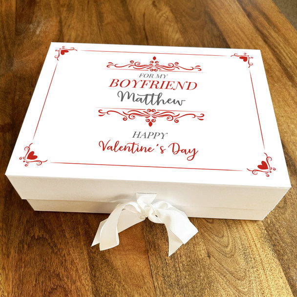 Boyfriend Red Heart Frame Personalised Valentine's Day Keepsake Hamper Gift Box
