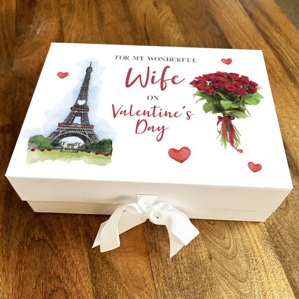 Wife Roses Eiffel Tower Personalised Valentine's Day Keepsake Hamper Gift Box