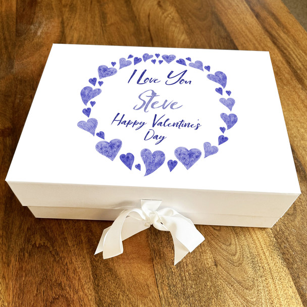 Heart Frame Blue Personalised Valentine's Day Keepsake Memory Hamper Gift Box