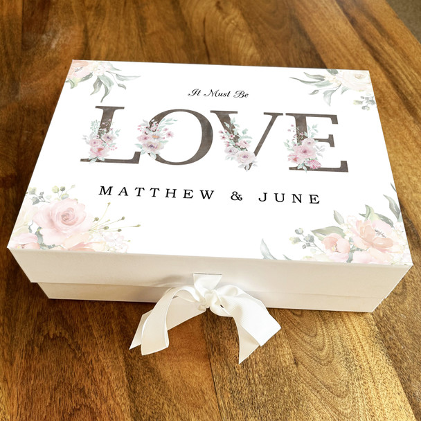 Floral Letters Love Valentine's Personalised Wedding Anniversary Gift Box