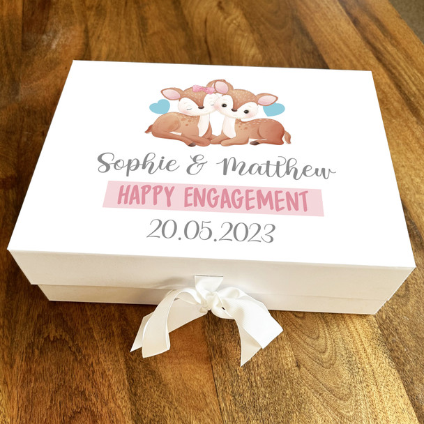 Deer Hugging Personalised Engagement Keepsake Memory Hamper Gift Box