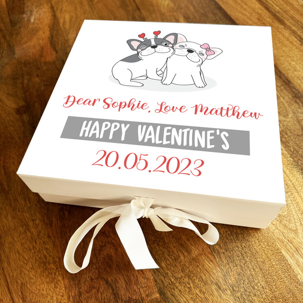 French Bulldog Dog Animal Personalised Square Valentine's Day Keepsake Gift Box