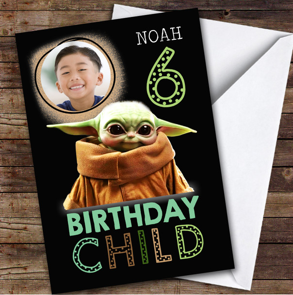 Baby Yoda Grogu Personal Photo Kids Personalised Children's Birthday Card