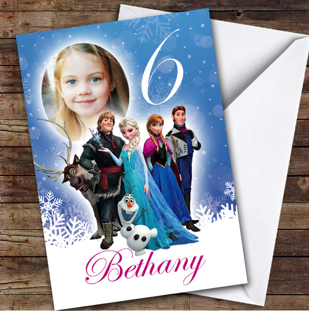 Frozen Characters Any Age & Photo Kids Personalised Children's Birthday Card