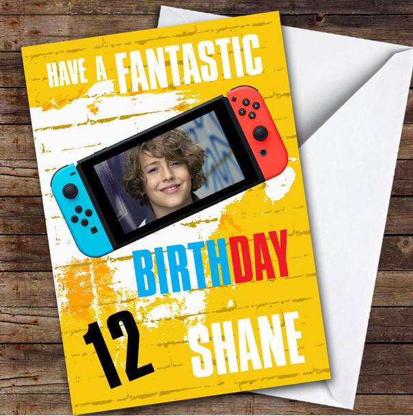 Nintendo Switch Gamer Fantastic Photo Kids Personalised Children's Birthday Card