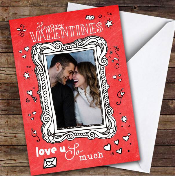 Photo Doodle Frame Romantic Personalised Valentine's Day Card