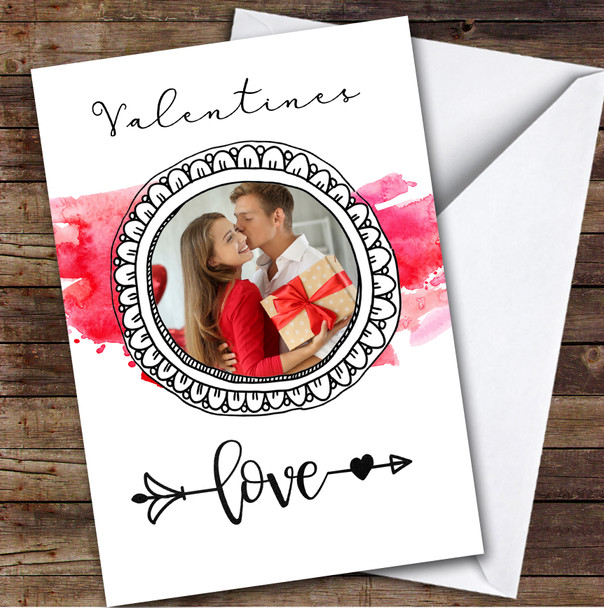 Love Watercolour Arrow Photo Romantic Personalised Valentine's Day Card