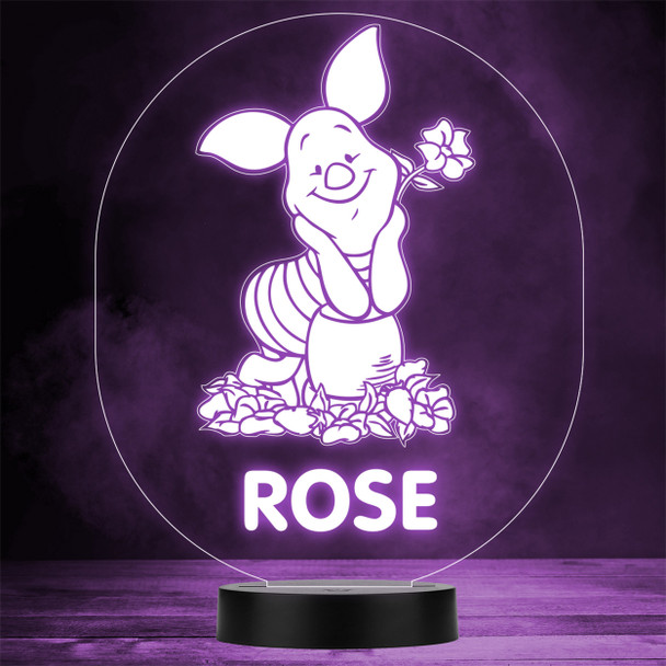 Piglet With Flowers Winnie-the-Pooh Character LED Personalised Gift Night Light