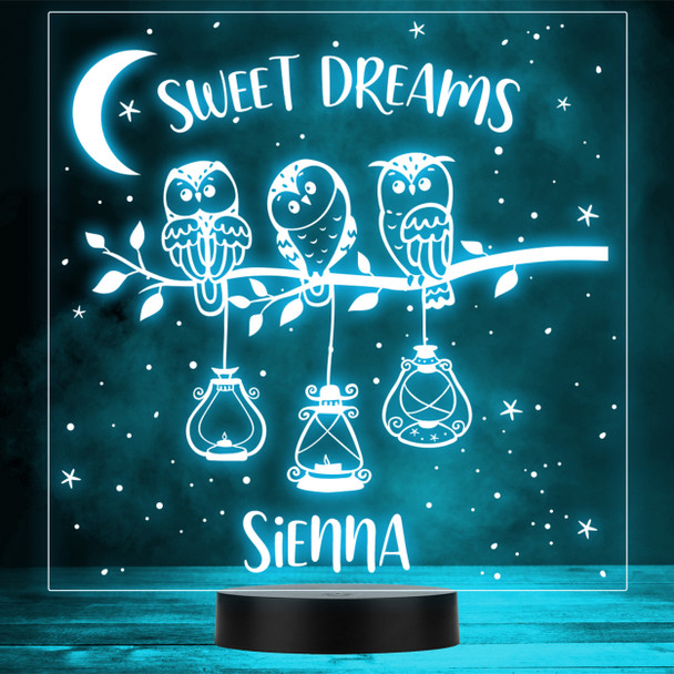Sweet Dreams Three Owls Sitting On A Branch LED Personalised Gift Night Light