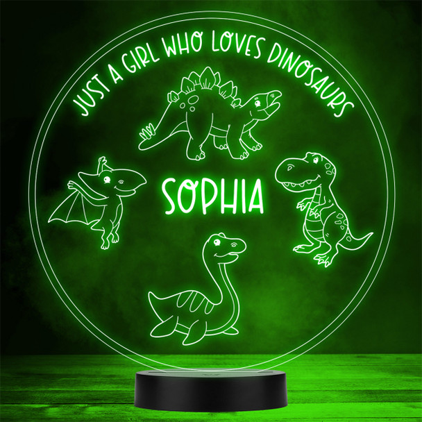 Just A Girl Who Loves Dinosaurs Fan LED Personalised Gift Night Light