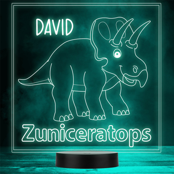 Kids Cute Dinosaur Fan Zuniceratops LED Personalised Gift Night Light