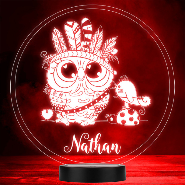 Cute Owl & Feathers Ladybug Hearts LED Personalised Gift Night Light