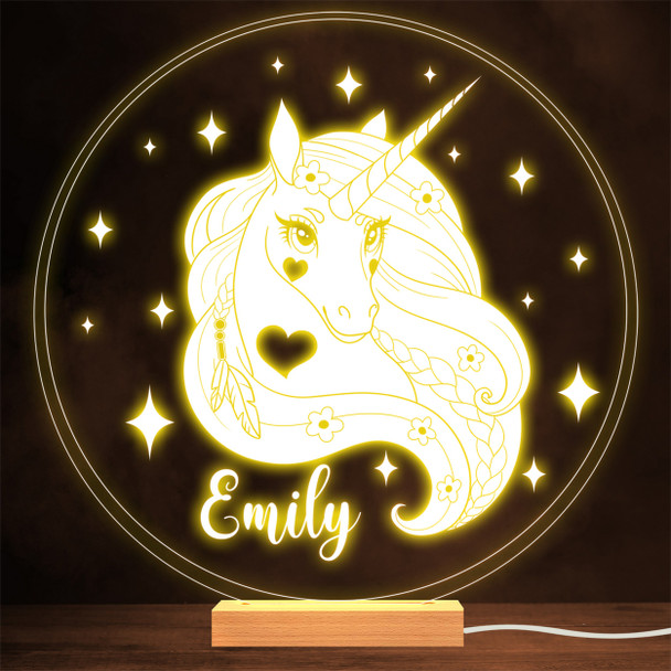 Pretty Unicorn Stars Heart Mystical Lamp Personalised Gift Night Light