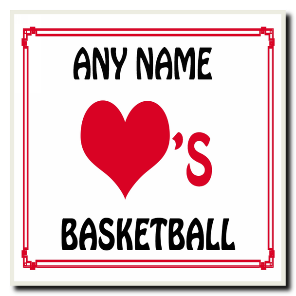 Love Heart Basketball Personalised Coaster