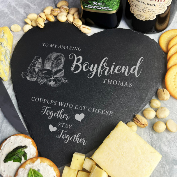 Heart Slate Amazing Boyfriend Cheeses Selection Cheese Serving Board