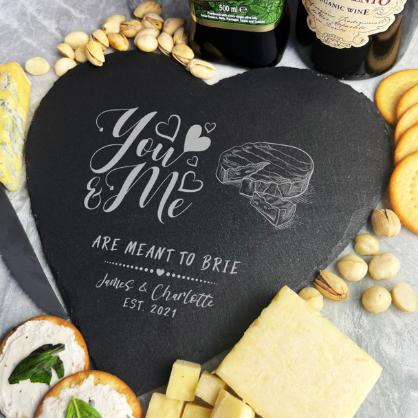 Heart Slate You And Me Brie Funny Cheese Personalised Serving Board