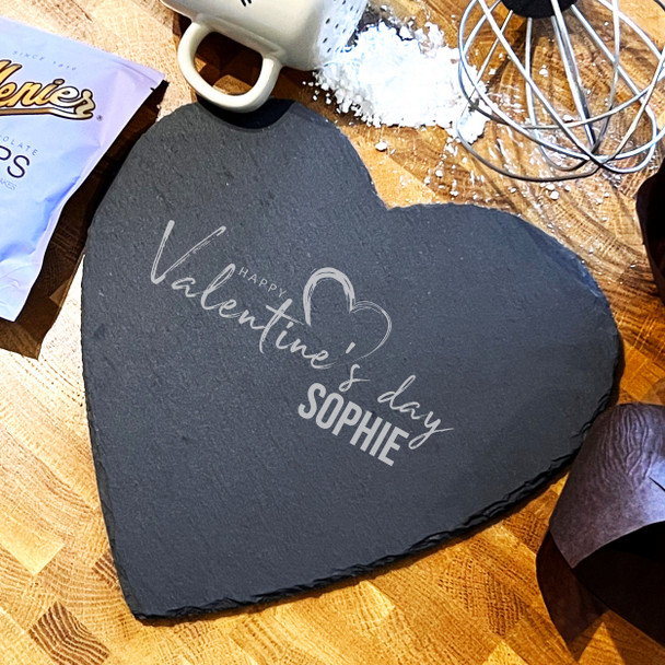 Heart Slate Happy Valentine's Day Personalised Serving Board