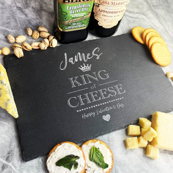 Rectangle Slate Heart Valentine's Day King Of Cheese Personalised Serving Board