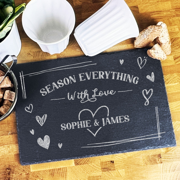 Rectangle Slate Season Everything With Love Quote Personalised Serving Board