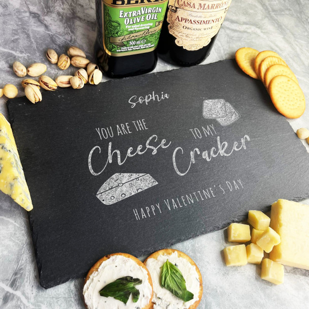 Rectangle Slate Valentine's Day Cheese To My Cracker Cheese Serving Board