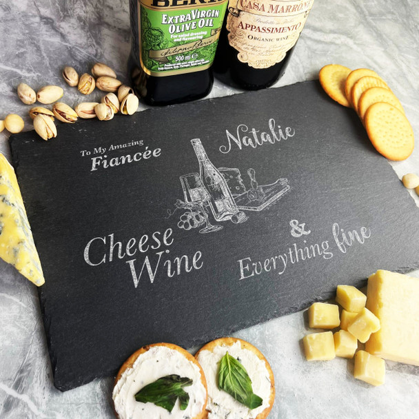 Rectangle Slate Amazing Fiancée Cheese Wine Personalised Serving Board