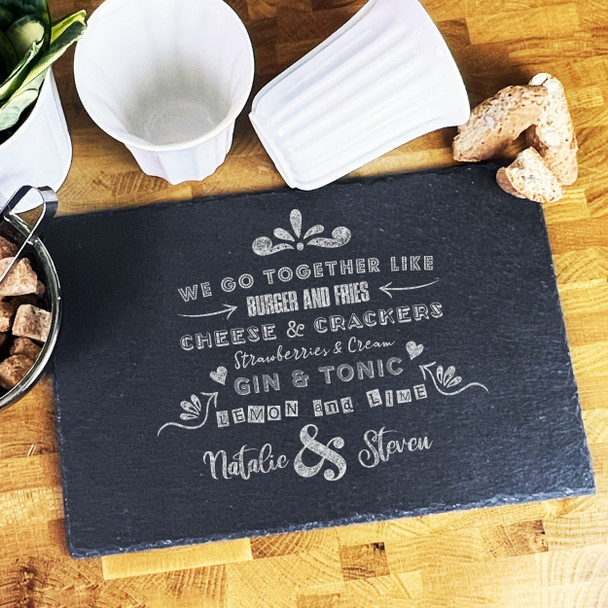 Rectangle Slate Couple We Go Together Like Personalised Serving Board