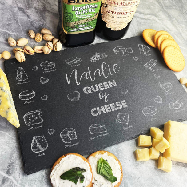 Rectangle Slate Queen Of Cheese Collection Personalised Serving Board