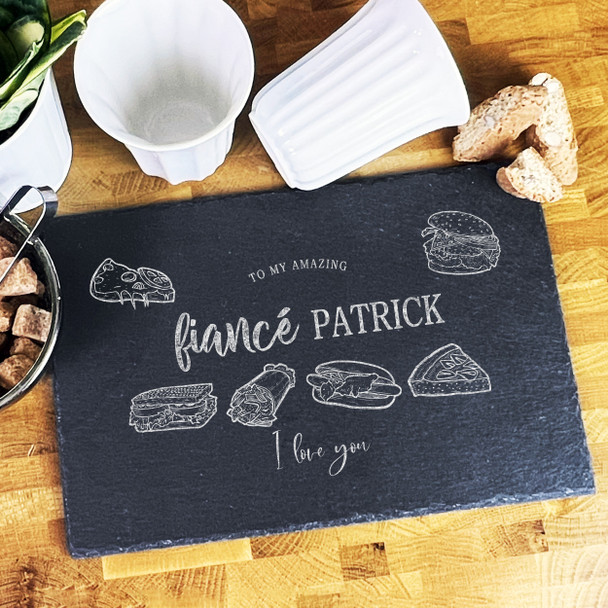 Rectangle Slate Amazing Fiancé I Love You Personalised Serving Board