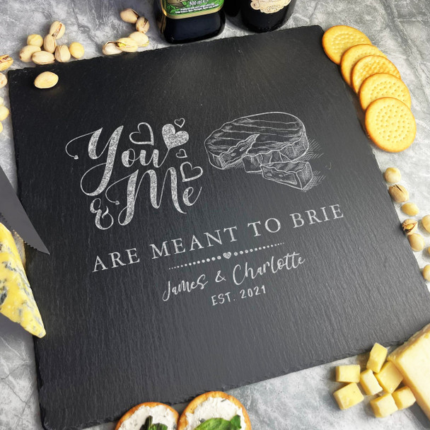 Square Slate You And Me Brie Cheese Personalised Serving Board