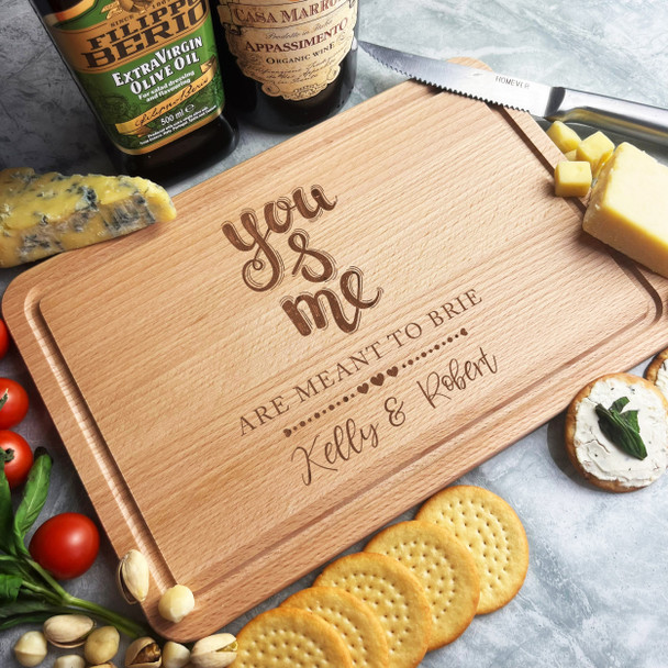 Wood Rectangle You & Me Are Meant To Brie Cheese Personalised Serving Board
