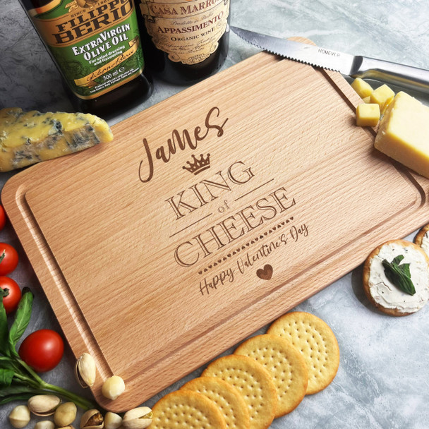 Wood Rectangle Valentine's Day King Of Cheese Personalised Serving Board