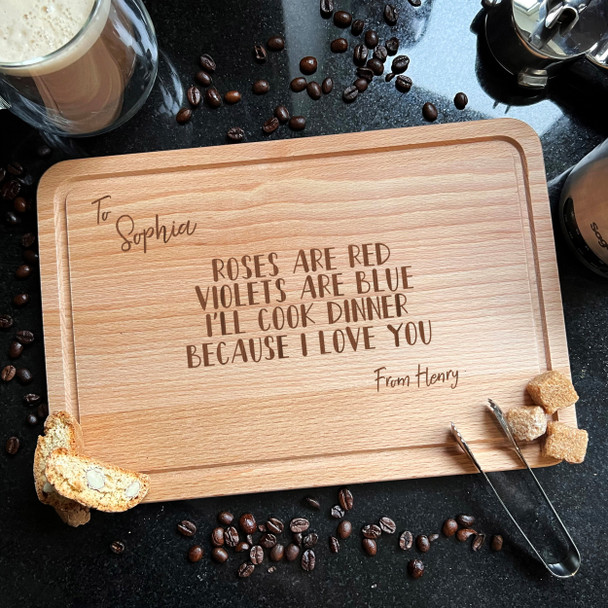 Wood Rectangle Poem Roses Are Red Personalised Chopping Board